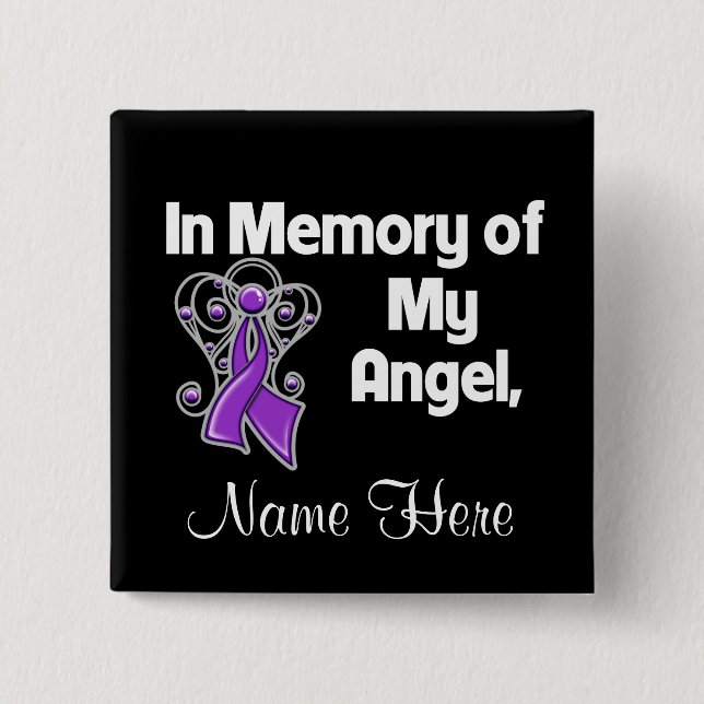 Personalise In Memory Angel Pancreatic Cancer 15 Cm Square Badge (Front)