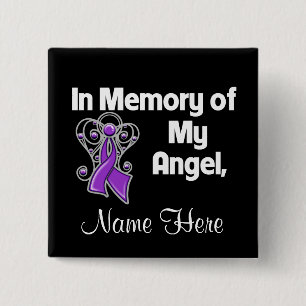 Personalise In Memory Angel Pancreatic Cancer 15 Cm Square Badge