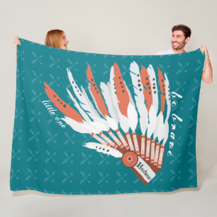 Personalise Indian Feather Headdress Arrow Pattern Fleece Blanket