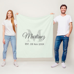 Personalise inital and family name date custom fleece blanket