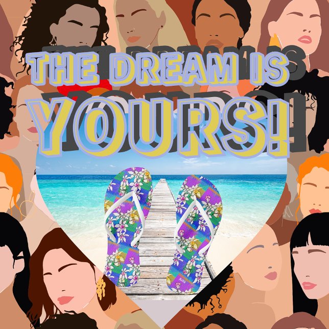 Personalise  Initial, Floral Bright Birthday Gift Thongs (Creator Uploaded)