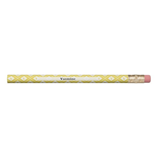 Personalise: Initial Yellow/White Geometric Blocks Pencil