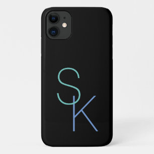 Personalise Initials, Large Letters on Black iPhone 11 Case