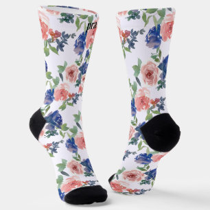 Personalise Initials Multicolor Pink Purple Green Socks