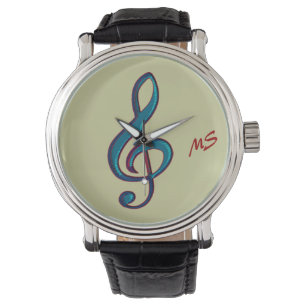 personalise initials musical note watch