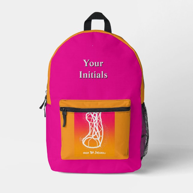 Personalise Initials Pink Gold HighTop Sneakers   Printed Backpack (Front)