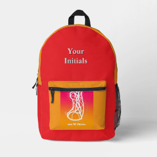 Personalise Initials Red + Gold HighTop Sneakers   Printed Backpack