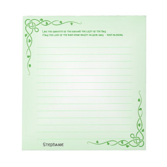 Personalise:  Irish Blessing (#2) Celtic Braids Notepad (Front)