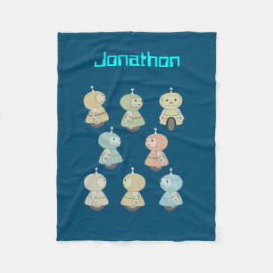 Personalise it - Cute Robot Illustration Fleece Blanket