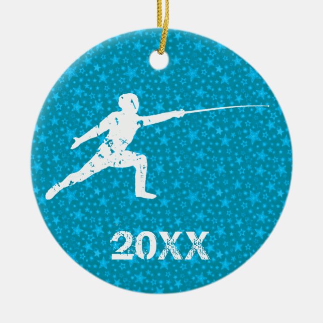 Personalise It, Fencing Ceramic Tree Decoration (Front)