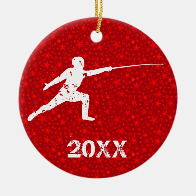 Personalise It, Fencing Ceramic Tree Decoration (Front)