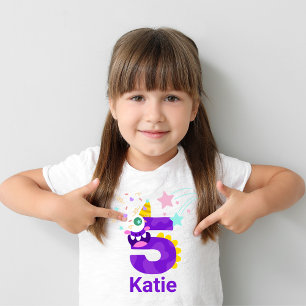 Personalise It! Girls Monster Eyes #5 Birthday  Toddler T-Shirt