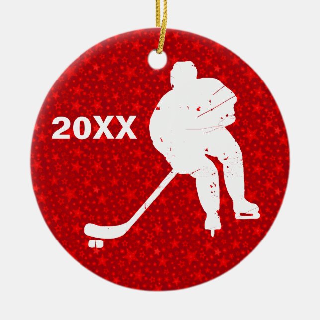 Personalise it, Hockey Ceramic Tree Decoration (Front)
