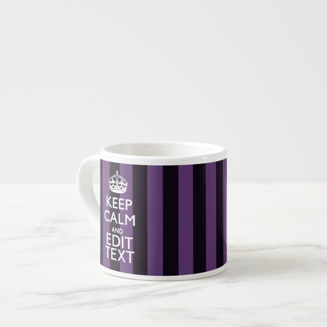 Personalise it Keep Calm Your Text Purple Stripes Espresso Cup (Front Left)