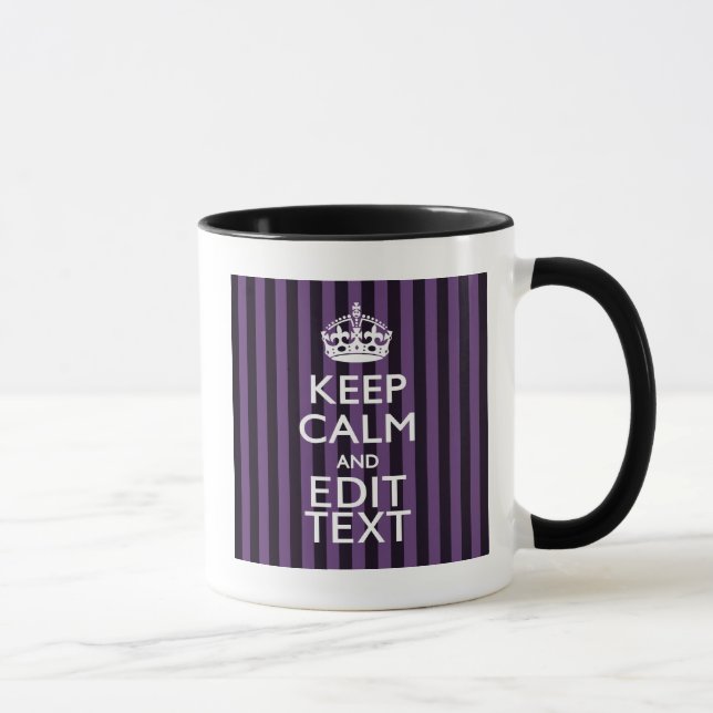 Personalise it Keep Calm Your Text Purple Stripes Mug (Right)