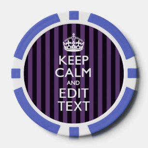 Personalise it Keep Calm Your Text Purple Stripes Poker Chips