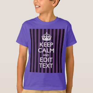 Personalise it Keep Calm Your Text Purple Stripes T-Shirt