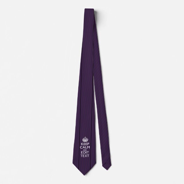 Personalise it Keep Calm Your Text Purple Stripes Tie (Front)