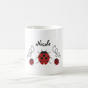 Personalise it Modern Red Ladybug Coffee Mug