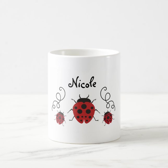 Personalise it Modern Red Ladybug Coffee Mug (Center)