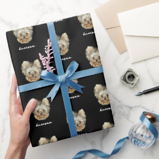 Personalise It! Pet Photo And Name Black Wrapping Paper