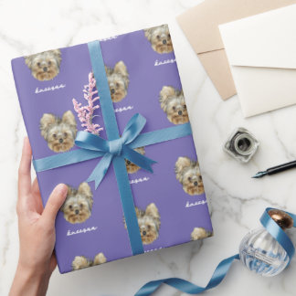 Personalise It! Pet Photo And Name Lavender Wrapping Paper