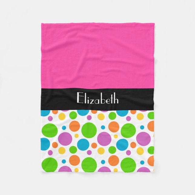 Personalise it - Polka Dot Pattern Fleece Blanket (Front)