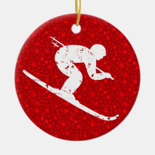 Personalise it, Skier Ceramic Tree Decoration
