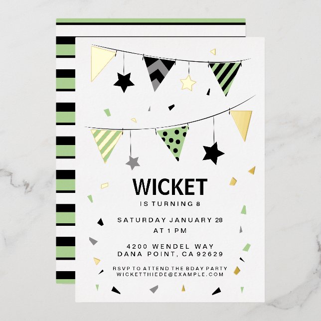 Personalise It! Stars, Stripes, & Confetti Foil Holiday Card (Front/Back)