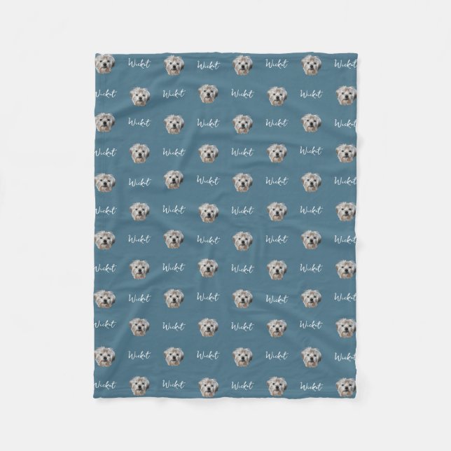 Personalise It! TEAL Pet Photo And Name Fleece Blanket (Front)