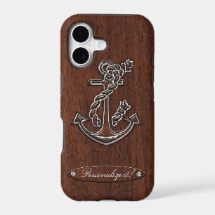 Personalise it! Wet Nautical Mahogany Anchor Steel