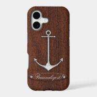 Personalise it! Wet Nautical Mahogany Anchor Steel