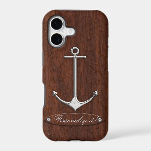Personalise it! Wet Nautical Mahogany Anchor Steel