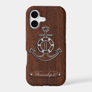 Personalise it! Wet Nautical Mahogany Anchor Steel