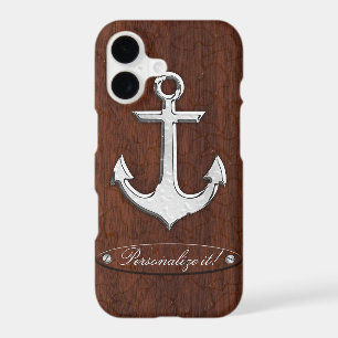 Personalise it! Wet Nautical Mahogany Anchor Steel