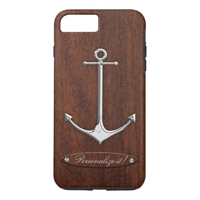 Personalise it! Wet Nautical Mahogany Anchor Steel Case-Mate iPhone Case (Back)