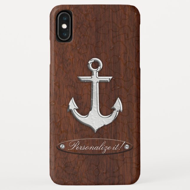 Personalise it! Wet Nautical Mahogany Anchor Steel Case-Mate iPhone Case (Back)