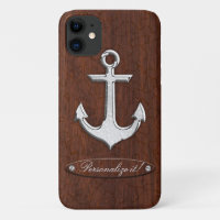Personalise it! Wet Nautical Mahogany Anchor Steel