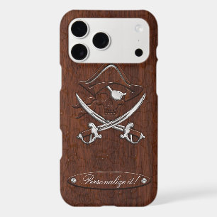 Personalise it! Wet Nautical Mahogany Pirate Skull