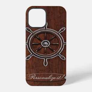 Personalise it! Wet Nautical Mahogany Wheel iPhone 12 Pro Case