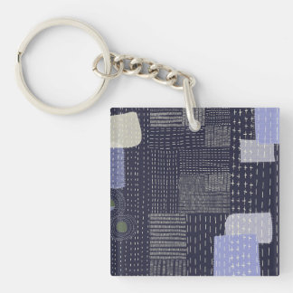 Personalise Japanese sashiko resembling pattern Key Ring