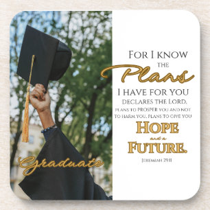 Personalise Jeremiah 29:11 Grad Cap Scripture Coaster