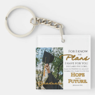 Personalise Jeremiah 29:11 Grad Cap Scripture Key Ring