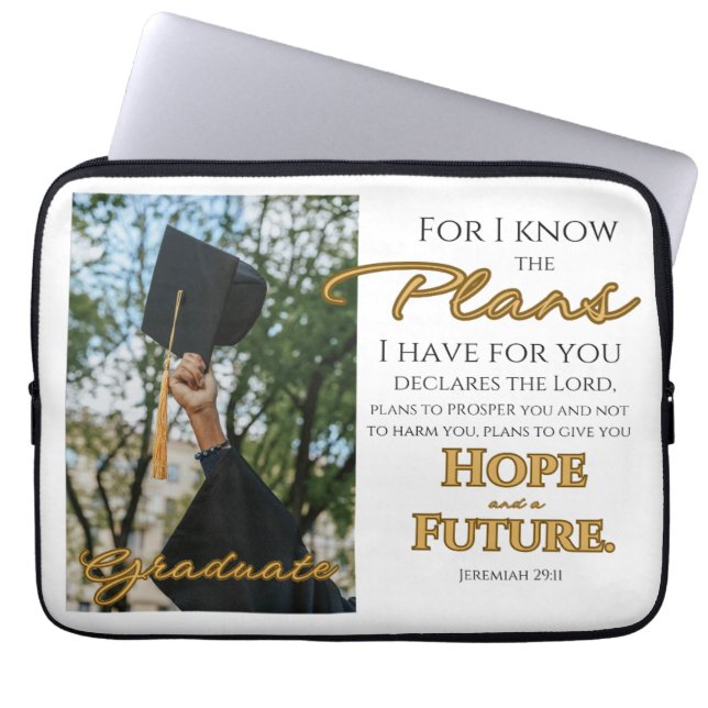 Personalise Jeremiah 29:11 Grad Cap Scripture Laptop Sleeve (Front)