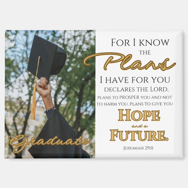 Personalise Jeremiah 29:11 Grad Cap Scripture Magnet (Front)