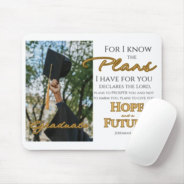 Personalise Jeremiah 29:11 Grad Cap Scripture Mouse Pad (With Mouse)