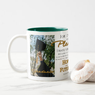 Personalise Jeremiah 29:11 Grad Cap Scripture Two-Tone Coffee Mug