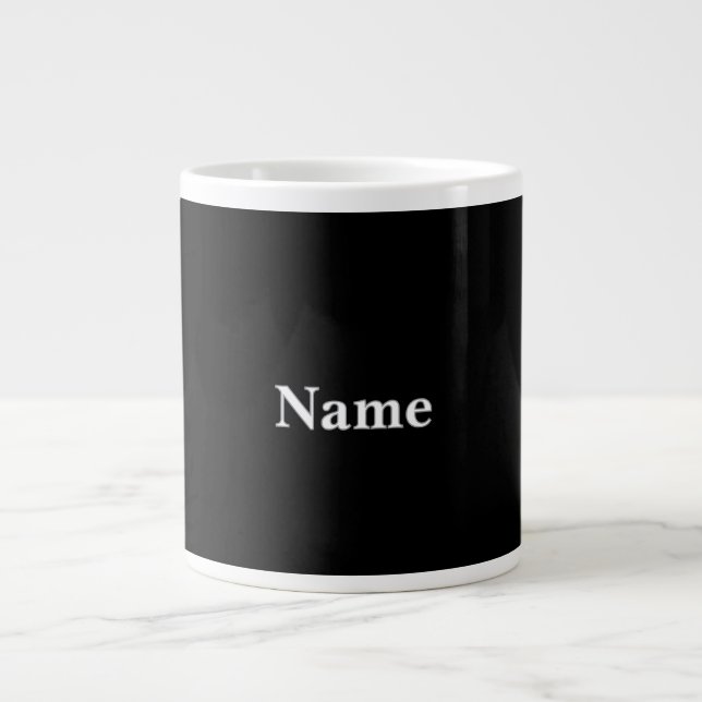 Personalise Jet Black Personalise With Name  Large Coffee Mug (Front)