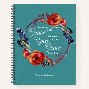 Personalise John 1:16 Grace Upon Grace Scripture Notebook