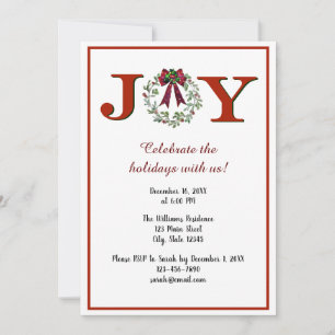 Personalise Joy With Wreath Invitation